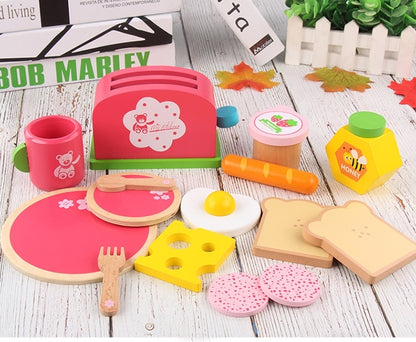 Kids Wooden Kitchen Tea Set Pretend Play