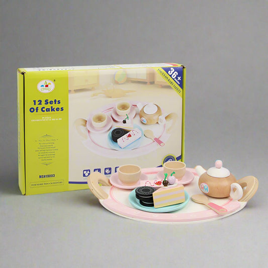 Kids Wooden Kitchen Tea Set Pretend Play