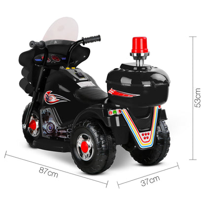 Rigo Kids Electric Ride On Police Motorcycle Motorbike 6V Battery Black