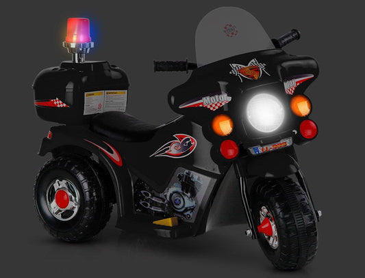 Rigo Kids Electric Ride On Police Motorcycle Motorbike 6V Battery Black