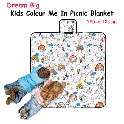 Happy Kids Dream Big Colour Me In Picnic Blanket 125 x 125 cm